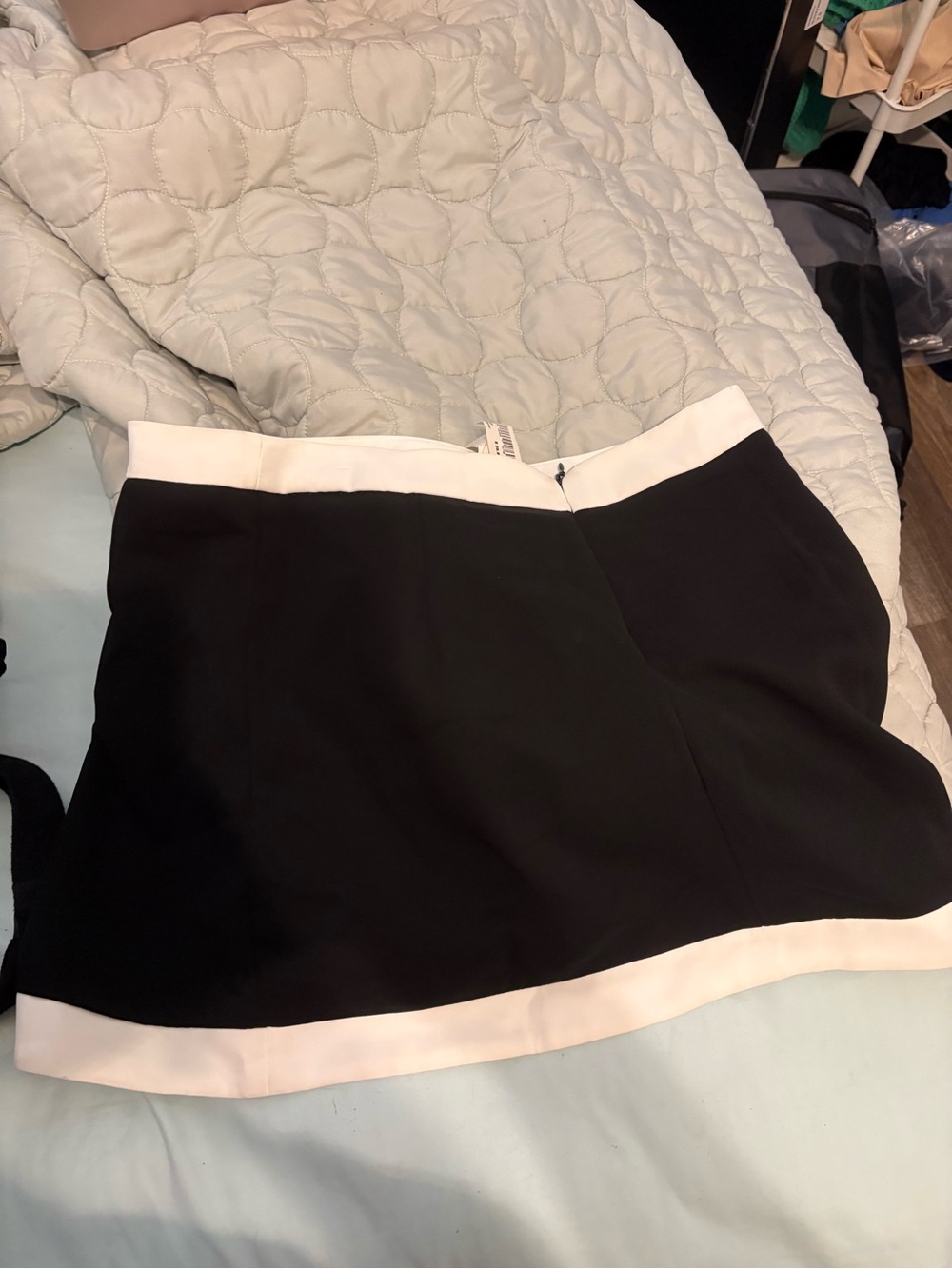 Black Mini Skirt with White Trim - Classic Contrast